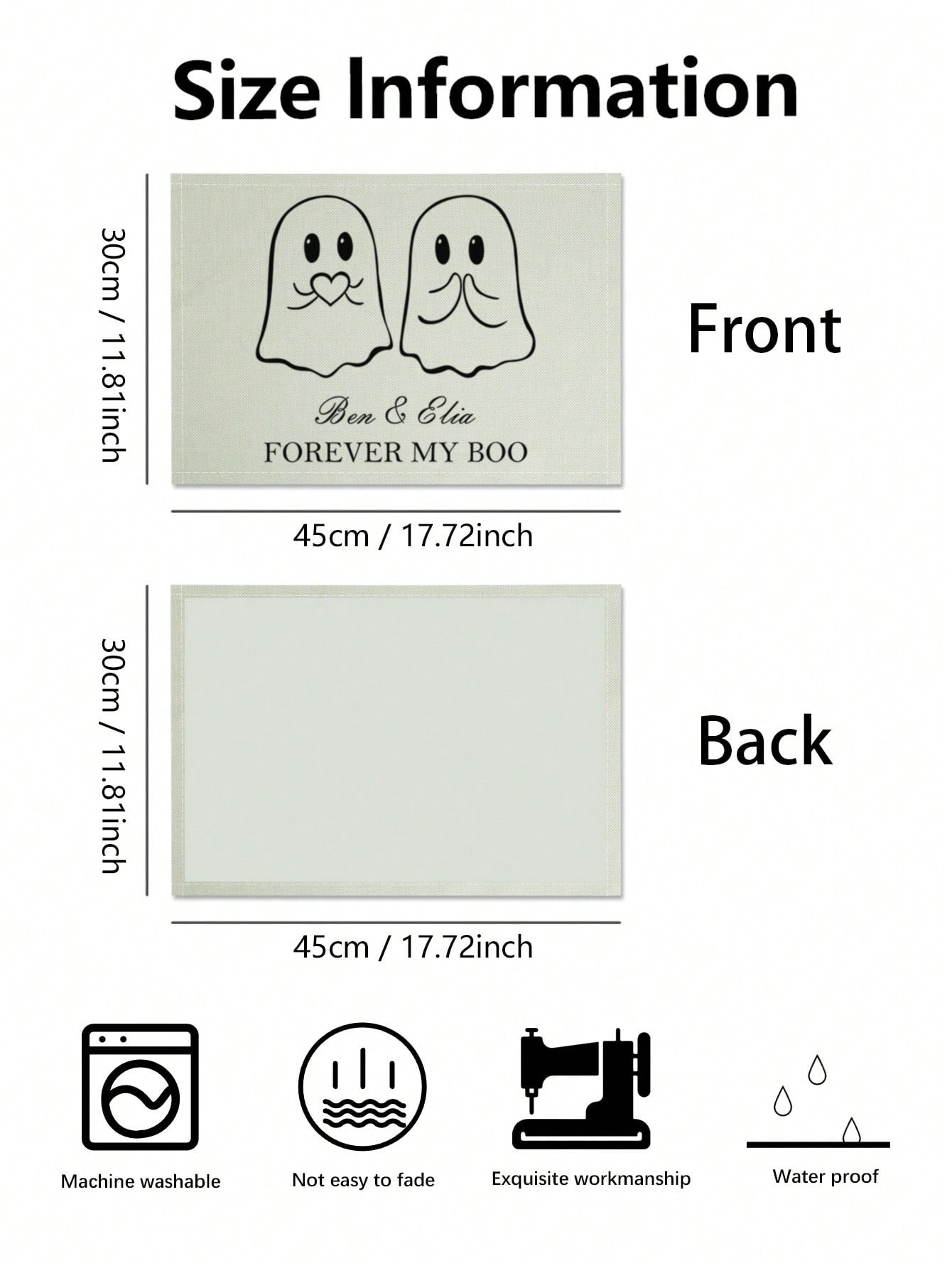 Custom Halloween Ghost Pattern Placemats